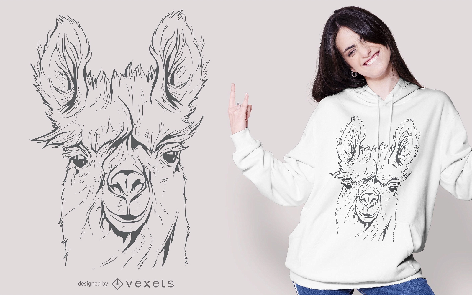 Llama Line Art T-shirt Design