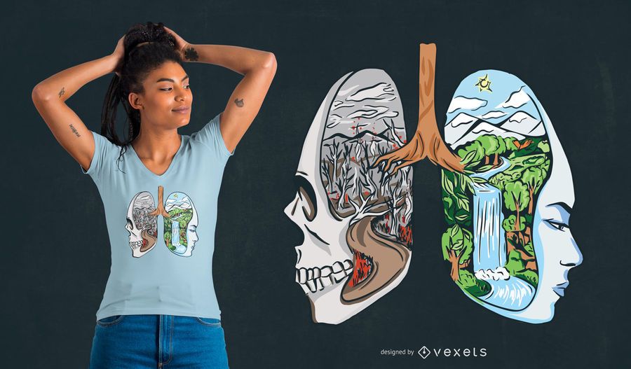 Projeto dos t-shirt dos pulmões da paisagem Projeto dos t-shirt dos pulmões da paisagem