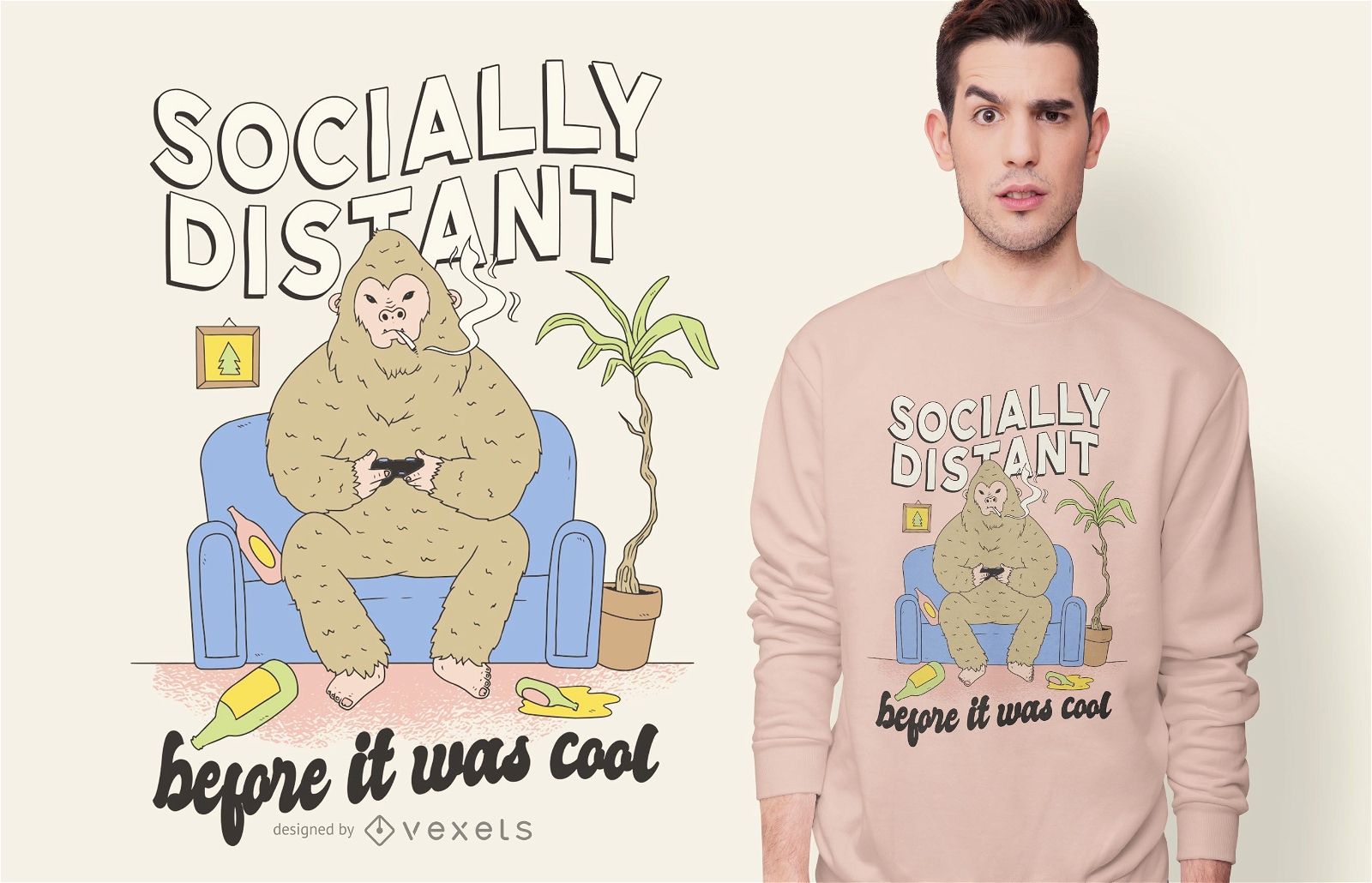 Sozial entferntes Bigfoot T-Shirt Design