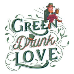 Letras de amor borracho verde Diseño PNG
