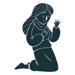 Kniende Kinderschattenbild PNG-Design