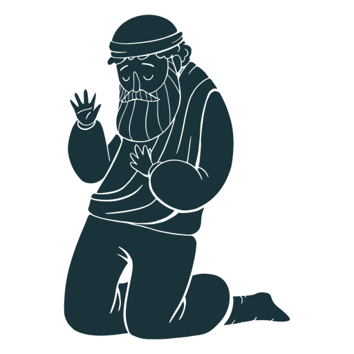 Kneeling man silhouette