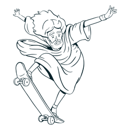 Skating Jesus Hand Drawn PNG & SVG Design For T-Shirts