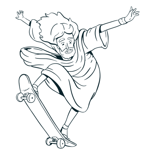 Skating Jesus Hand gezeichnet PNG-Design