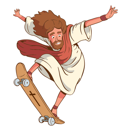 Skating jesus illustration PNG Design
