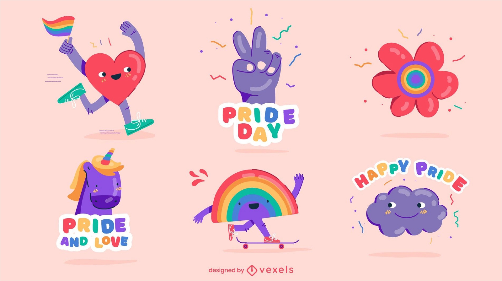 Pride elements colorful set