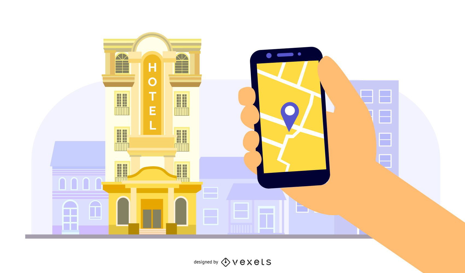 Hotelgebäude App Illustration