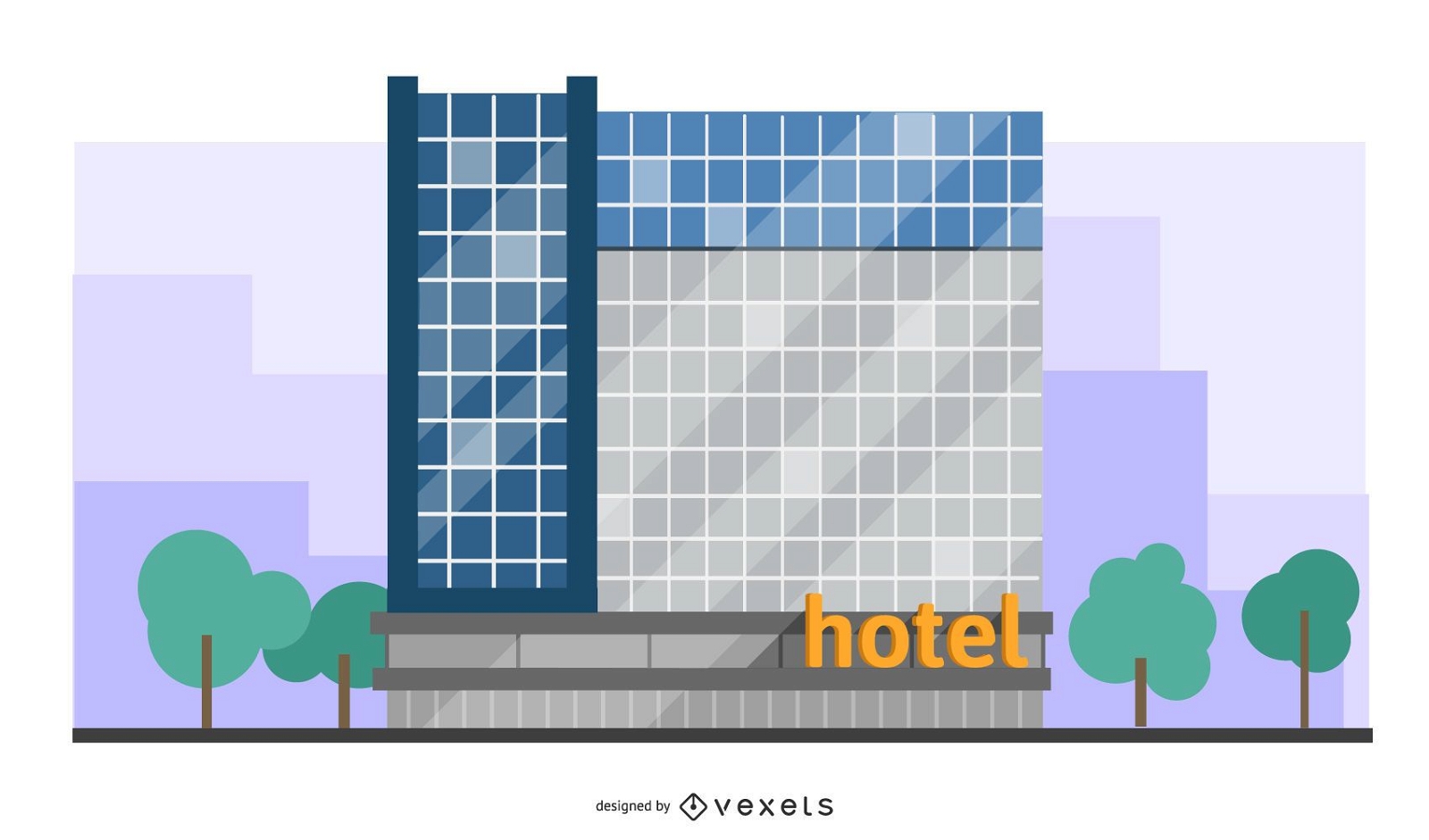 modern hotel building illustration