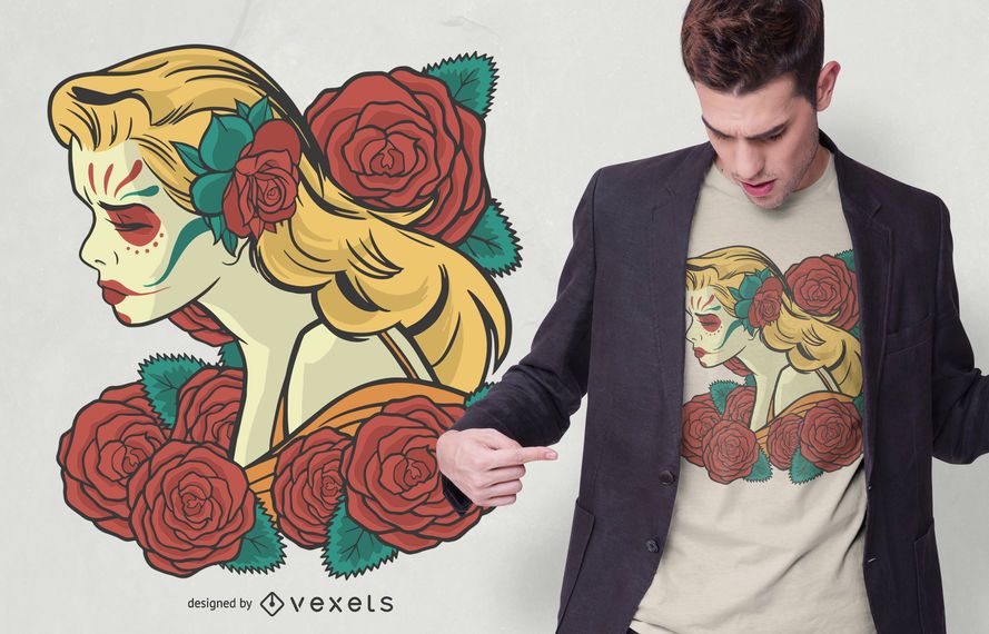 Diseño de camiseta de color Catrina Diseño de camiseta de color Catrina
