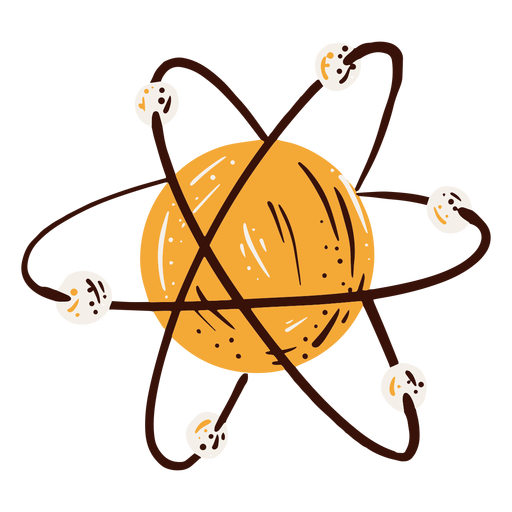 Elemento do diagrama do átomo desenhado à mão Desenho PNG