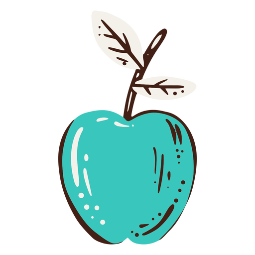 Elemento dibujado a mano manzana azul Diseño PNG