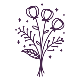 Bouquet of roses stroke PNG Design