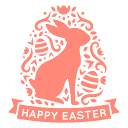 Bunny glückliches Ostern skandinavisches Abzeichen Vinyl PNG-Design