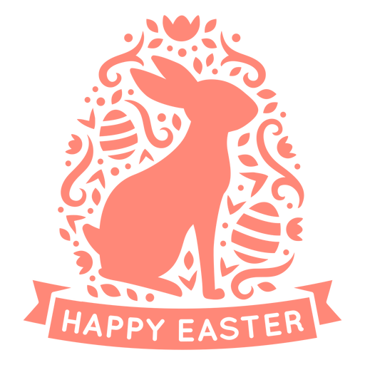 Bunny happy easter scandinavian badge vinyl PNG Design