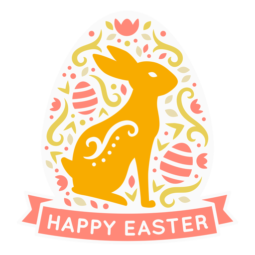 Bunny happy easter scandinavian label PNG Design