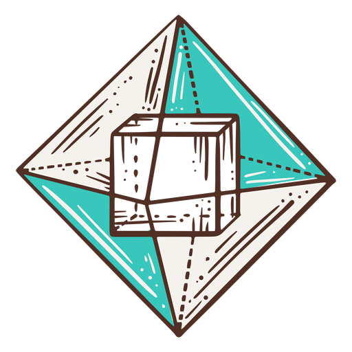 Cube inside pyramid geometry illustration PNG Design