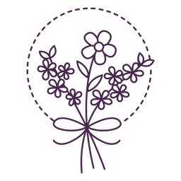 Exquisito diseño de trazo de ramo floral. Diseño PNG