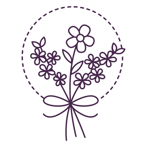 Exquisites Strichdesign mit Blumenstrauß PNG-Design