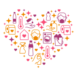 Hygiene measures heart composition PNG Design