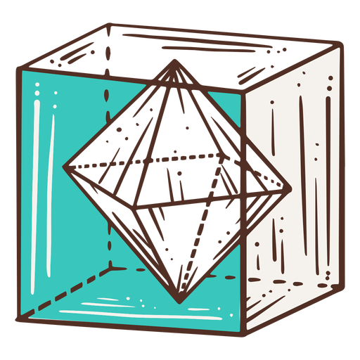 Octagon inside cube coloured illustration