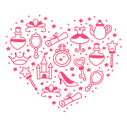 Composición del corazón de la historia de la princesa Diseño PNG