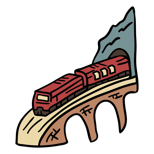 Railway tunnel handdrawn element in color