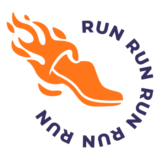 Run shoe on fire lettering PNG Design