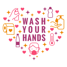 Lávese las manos composición del corazón Diseño PNG