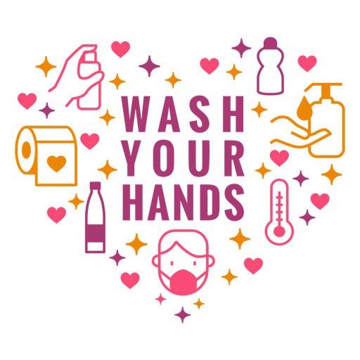 Waschen Sie Ihre Hände Herz Zusammensetzung PNG-Design