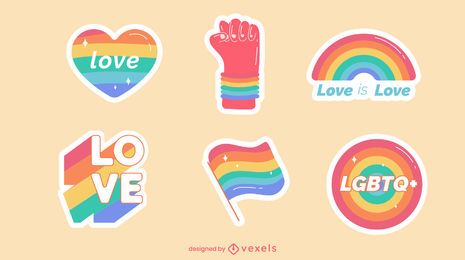 Pride rainbow stickers set