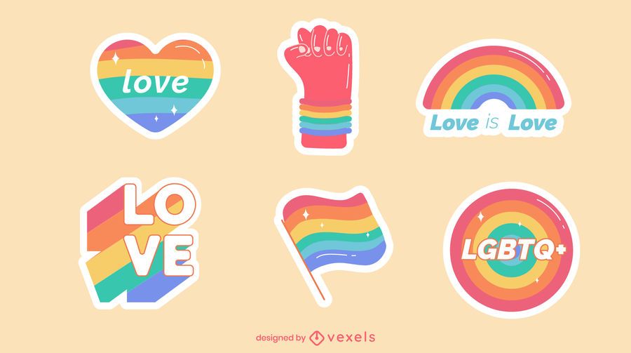 Conjunto de adesivos arco-íris do orgulho Conjunto de adesivos arco-íris do orgulho