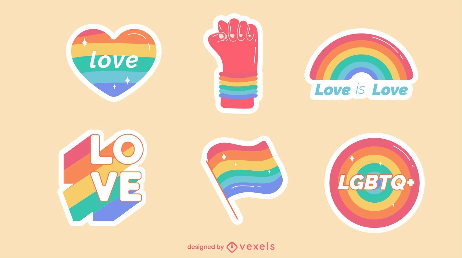 Pride-Regenbogen-Sticker-Set
