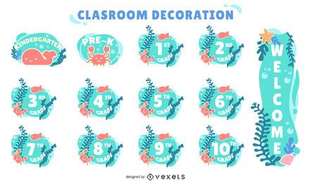classroom grades decorative labels set