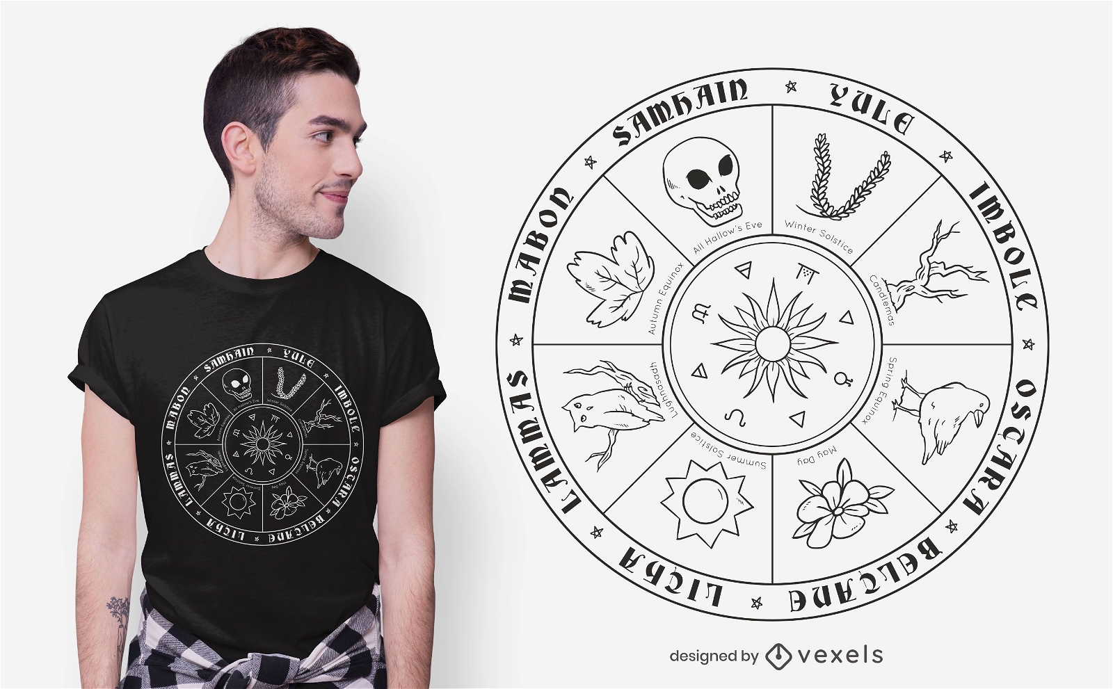 Pagan Calendar Line T-shirt Design