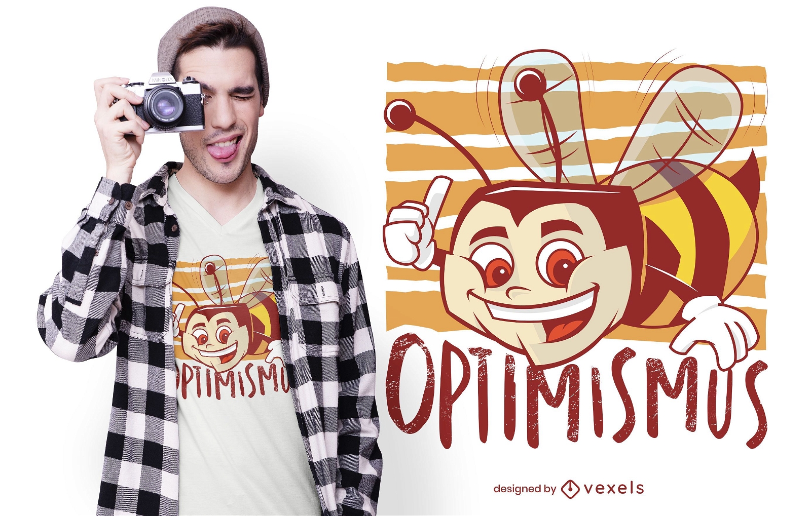 Optimist Bee T-shirt Design Vector Download