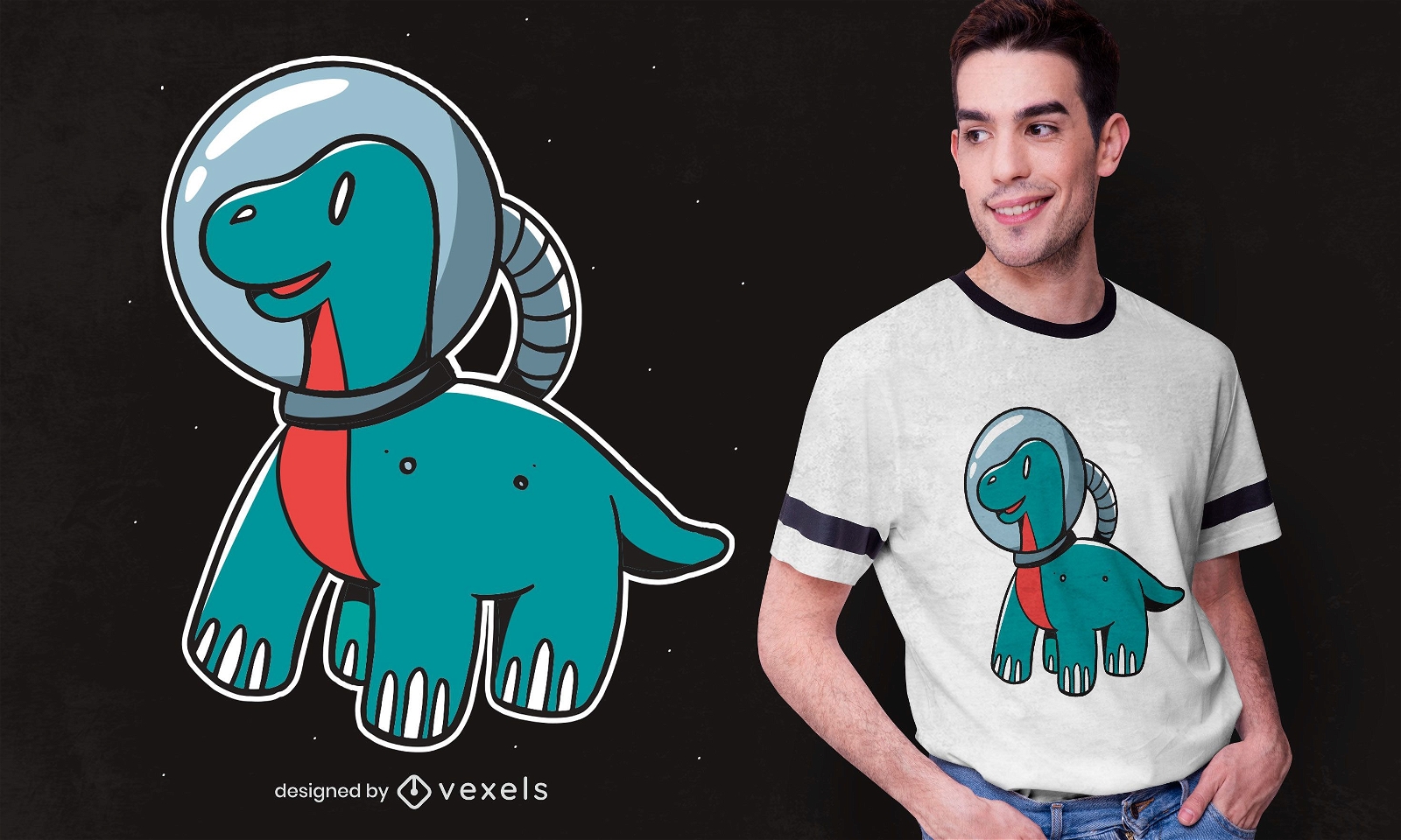 Space Dino Kinder T-Shirt Design