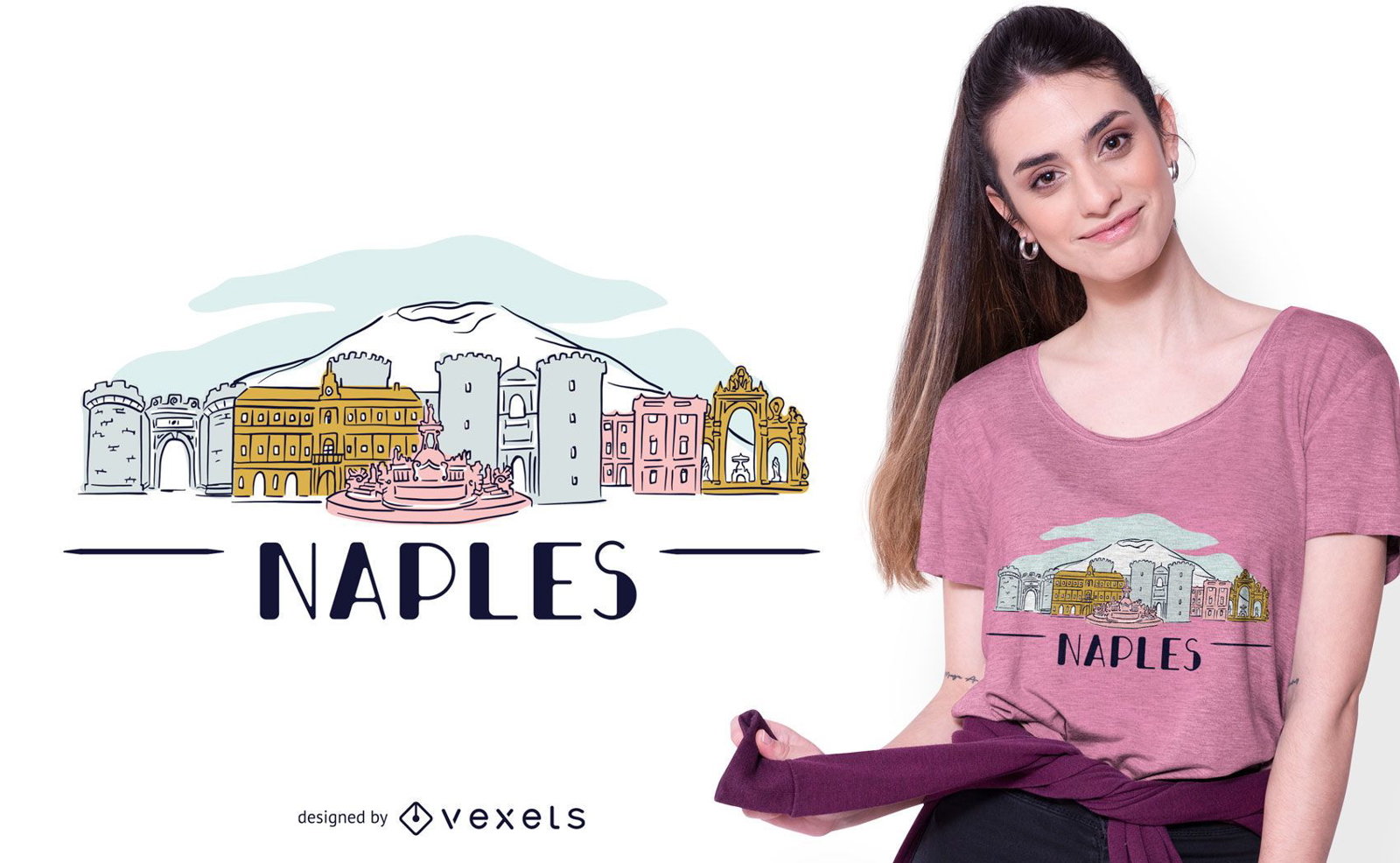Naples Skyline T-shirt Design