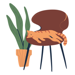 Cat sleeping on chair illustration PNG Design