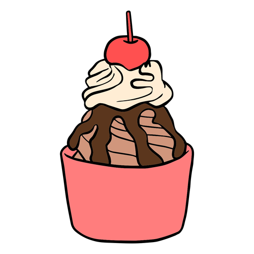 Chocolate ice cream on cup illustration