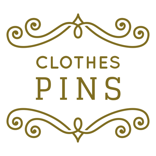 Clothes pins swirls label PNG Design