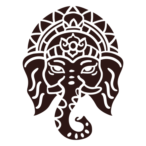 Ganesha head hindu black PNG Design