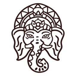Ganesha head hindu stroke PNG Design