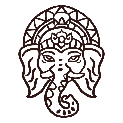 Ganesha head hindu stroke PNG Design