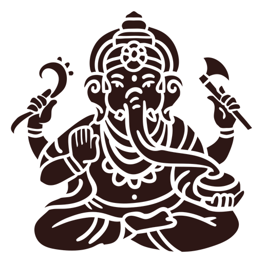 Ganesha hindu god black PNG Design
