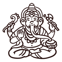Ganesha hindu god stroke PNG Design