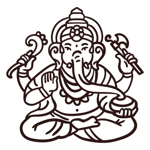 Ganesha Hindu Gott Schlaganfall PNG-Design