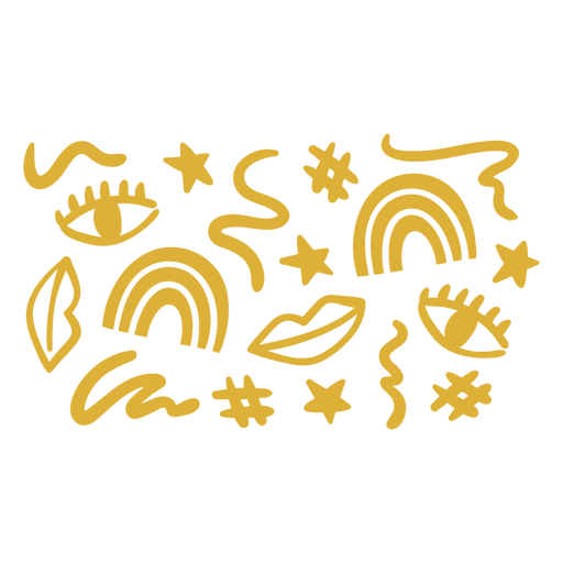 Golden makeup pattern PNG Design