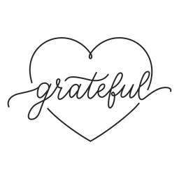 Letras de corazón agradecido Diseño PNG