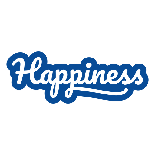 Happiness blue lettering