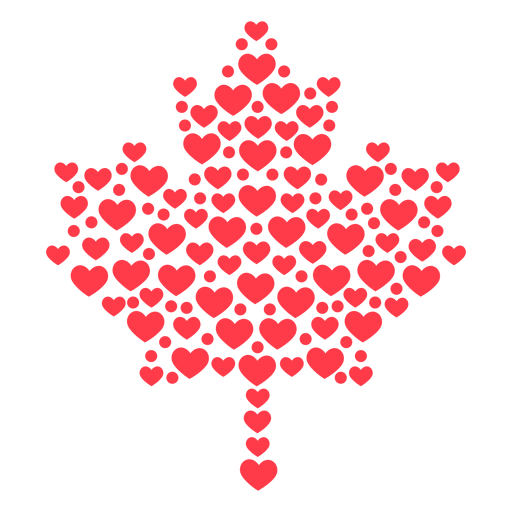 Hearts forming maple leaf flat